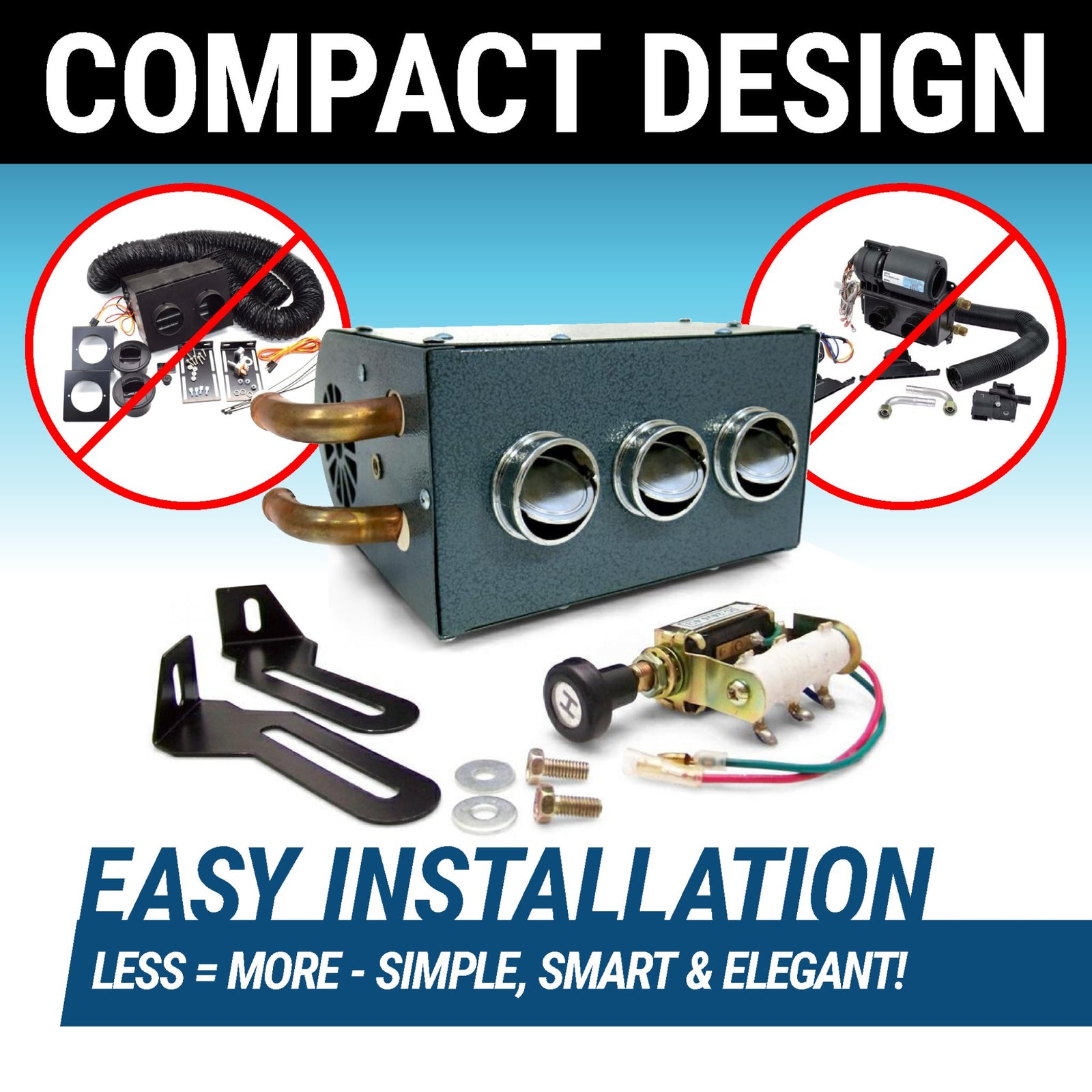 1940 Packard Model 1805 Gobi Compact Deluxe Heater Kit 3 Hole Blower DIY, Model 1805l