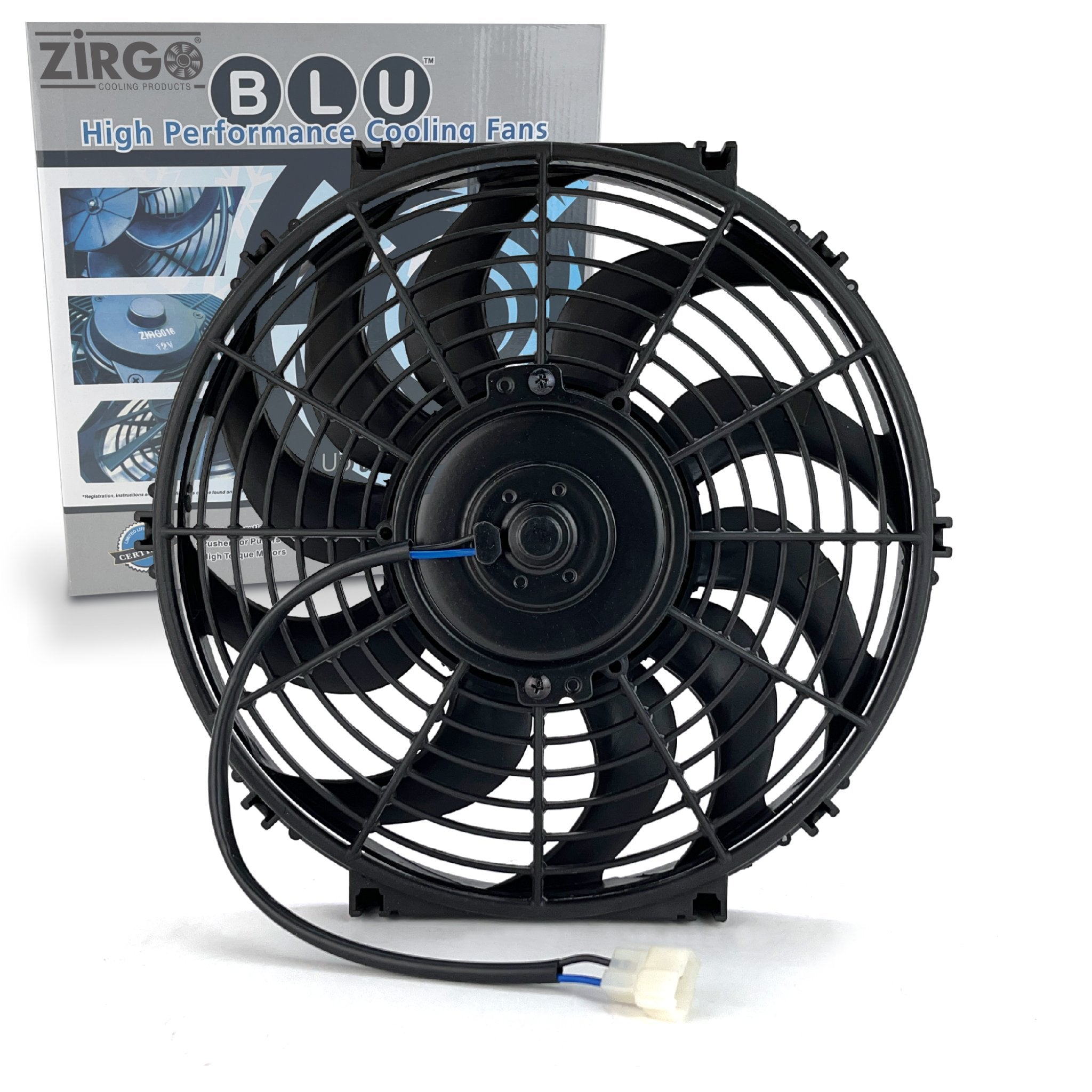 14" Zirgo 2122 fCFM High Performance Black Curved “S” Blade Radiator Cooling Fan