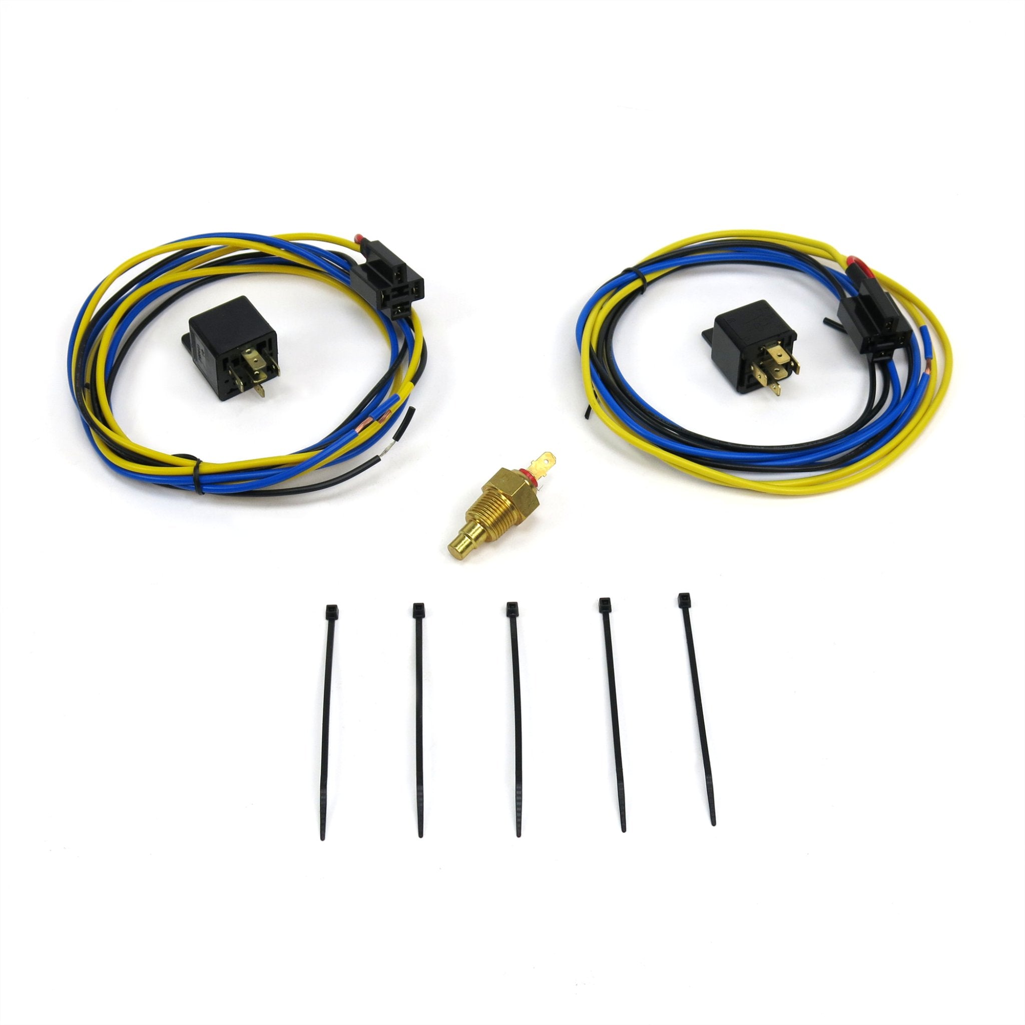 Dual Electric Cooling Fan Relay Kit - Temp Sensor, Relays, Harnesses & Zip Ties