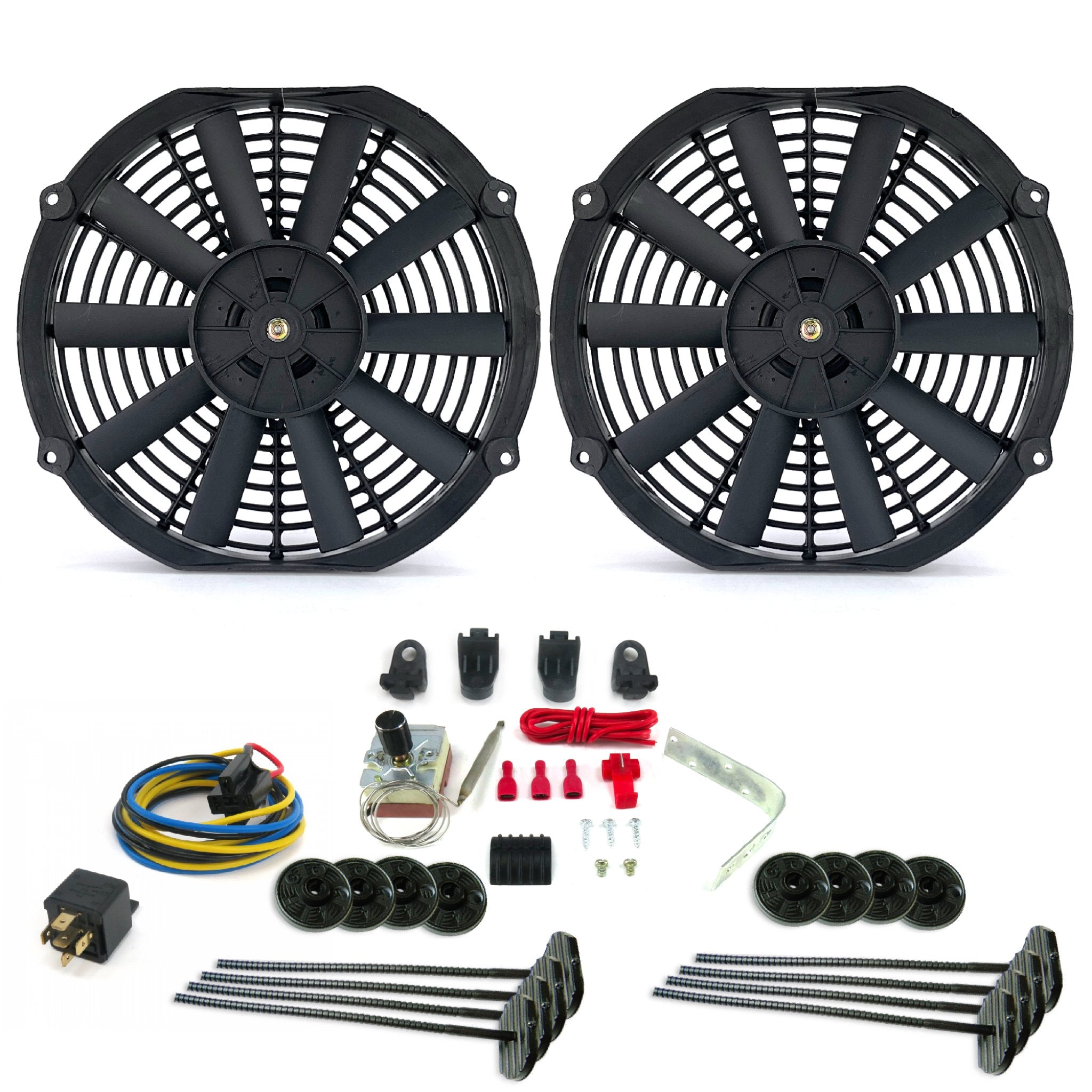 Zirgo Super Cool Pac 2 10” Performance Fans w/ Adjustable Temp Sensor, Relay Kit