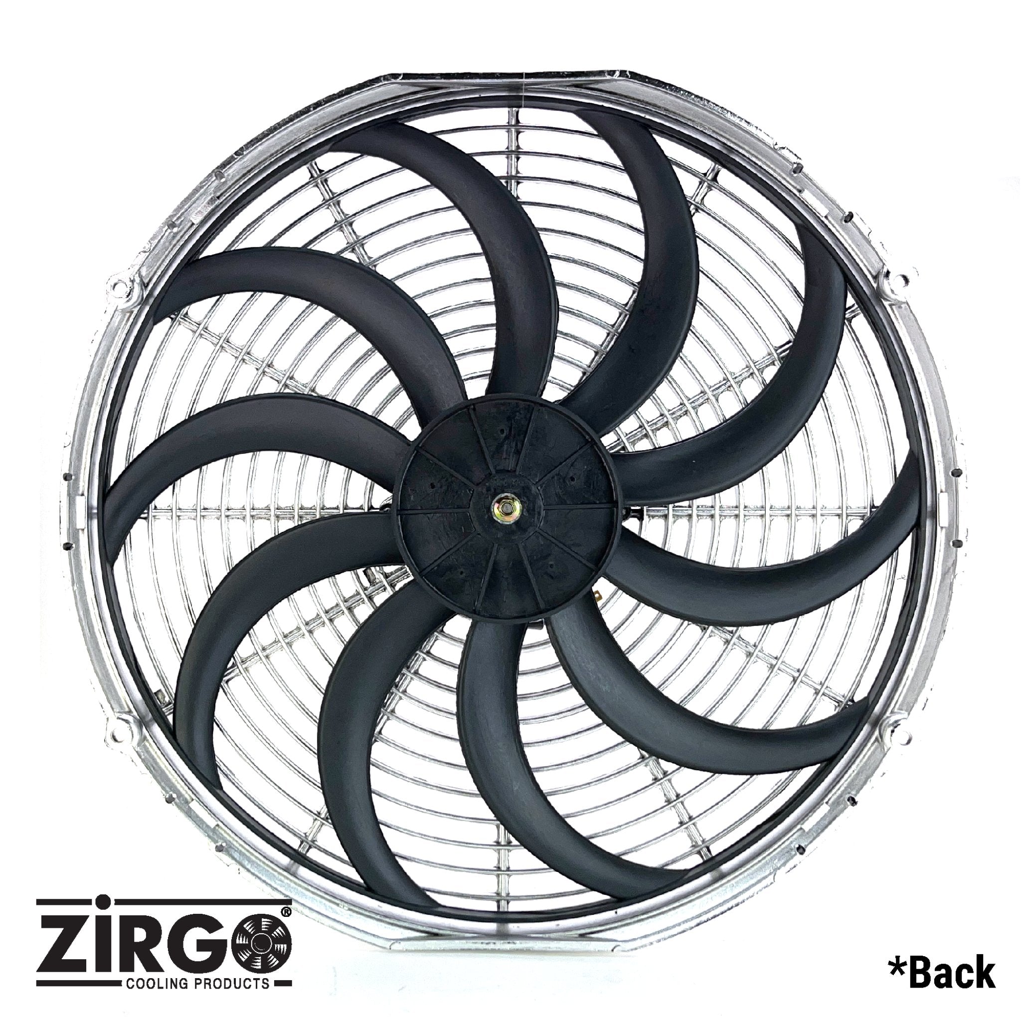 16" Chrome Zirgo 3000 fCFM High Torque S-Curved Blade Performance Cooling Fan DC