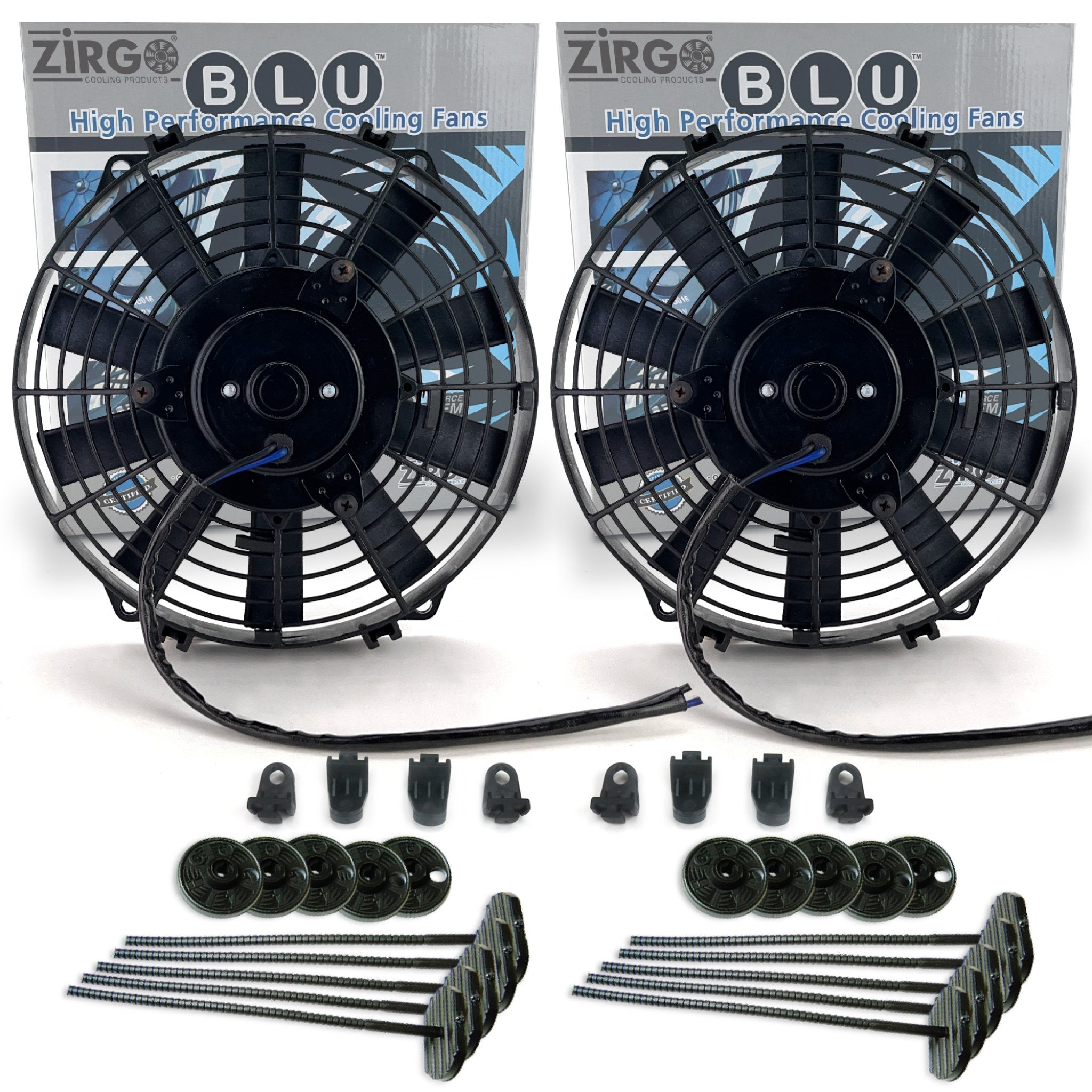 Zirgo Super Cool Pac 2 9” Performance Fans w/ Adjustable Temp Sensor, Relay Kit