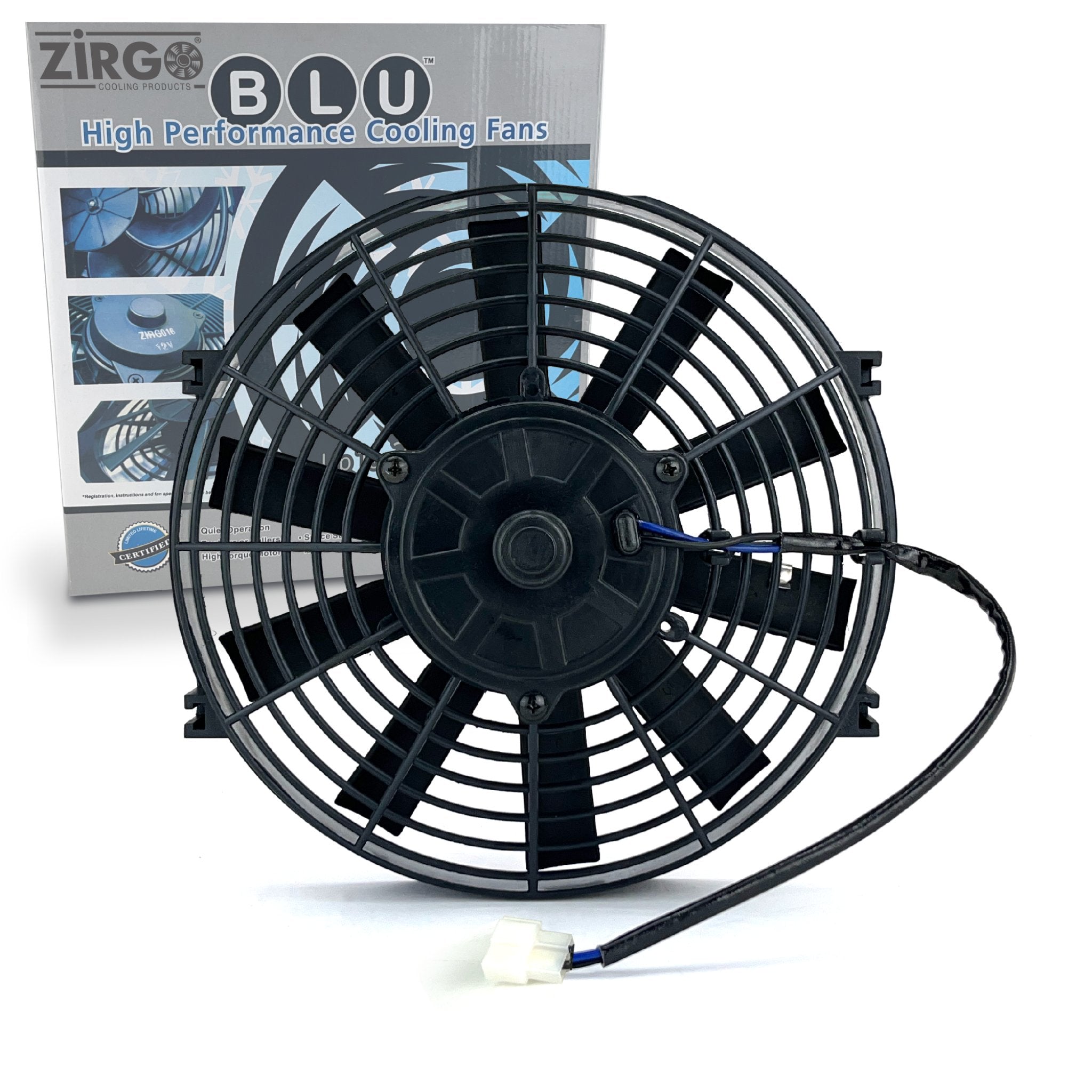 10" Zirgo 1149 fCFM High Performance Black Straight Blade Radiator Cooling Fan