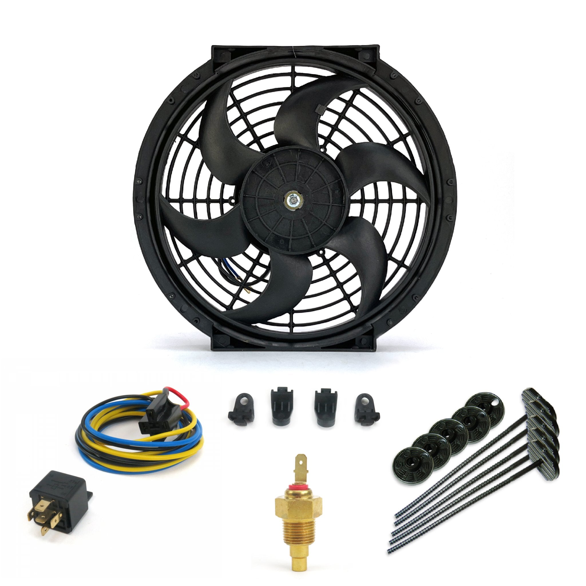 Zirgo Super Cool Pack 10" S Blade Fan - Complete Performance Cooling Kit 12V DC