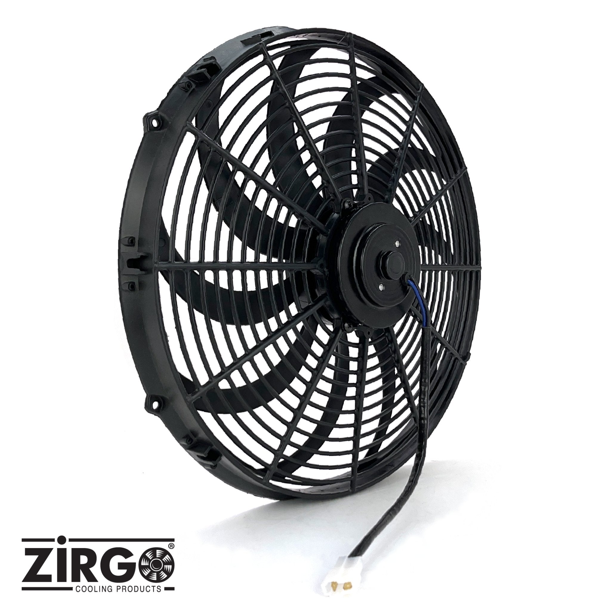 16" Black Zirgo 3000 fCFM High Torque S-Curved Blade Performance Cooling Fan DC