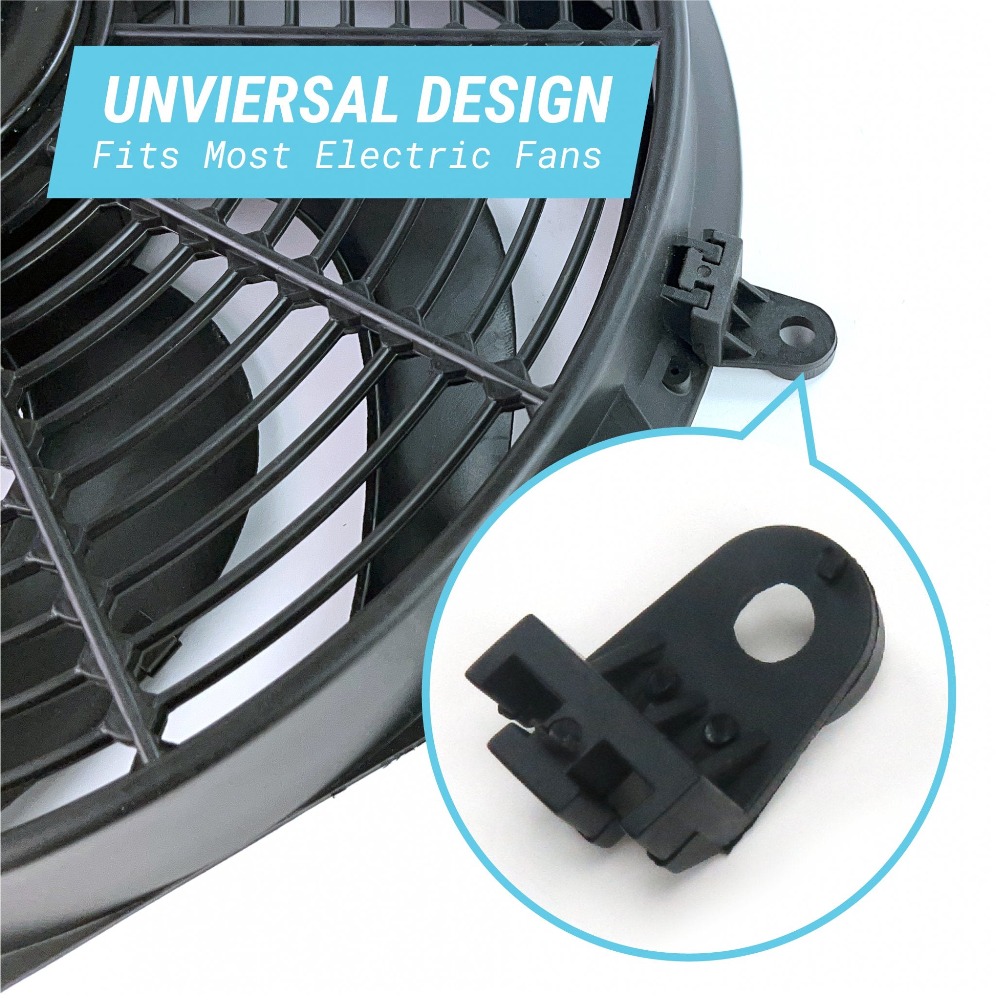 Universal Automotive Cooling Fan Black Mounting Feet (4 Brackets) - SHORT