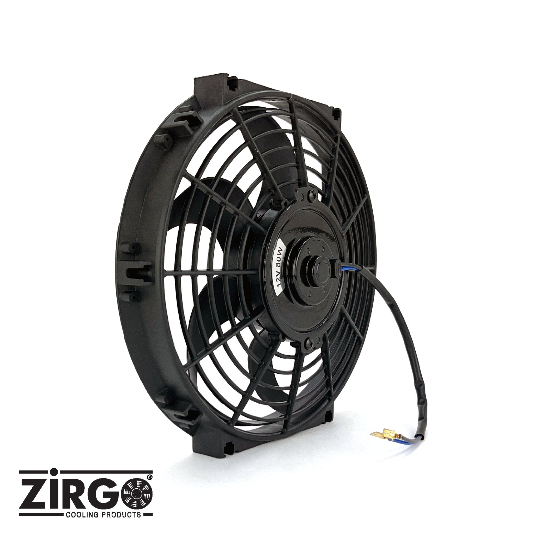 10" Zirgo 1019 fCFM High Performance Black Curved “S” Blade Radiator Cooling Fan