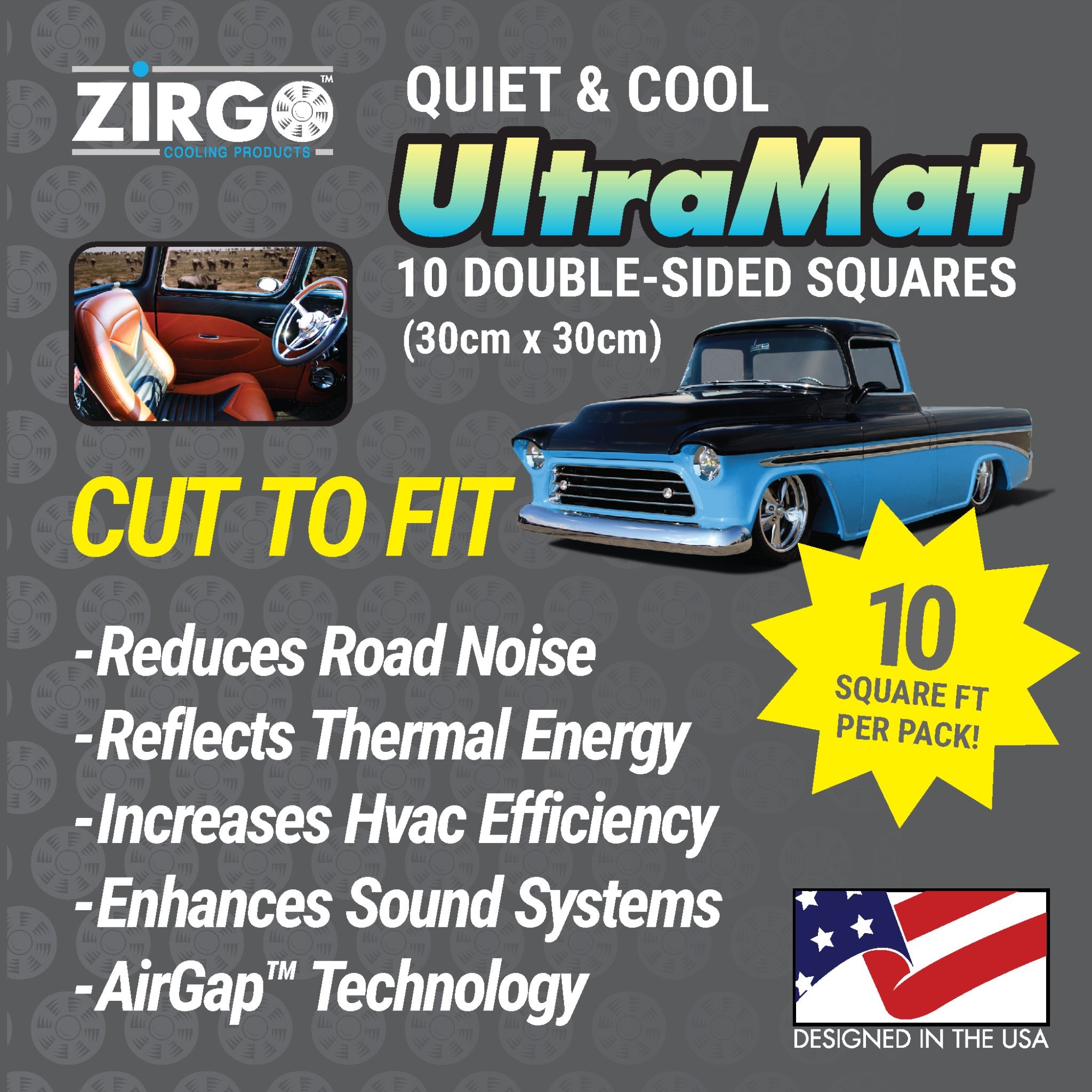 1901-1902 Isotta Fraschini Runabout UltraMat Sound Deadening insulation Deadener Heat 12in x 12in Sheets Double Sided Roll