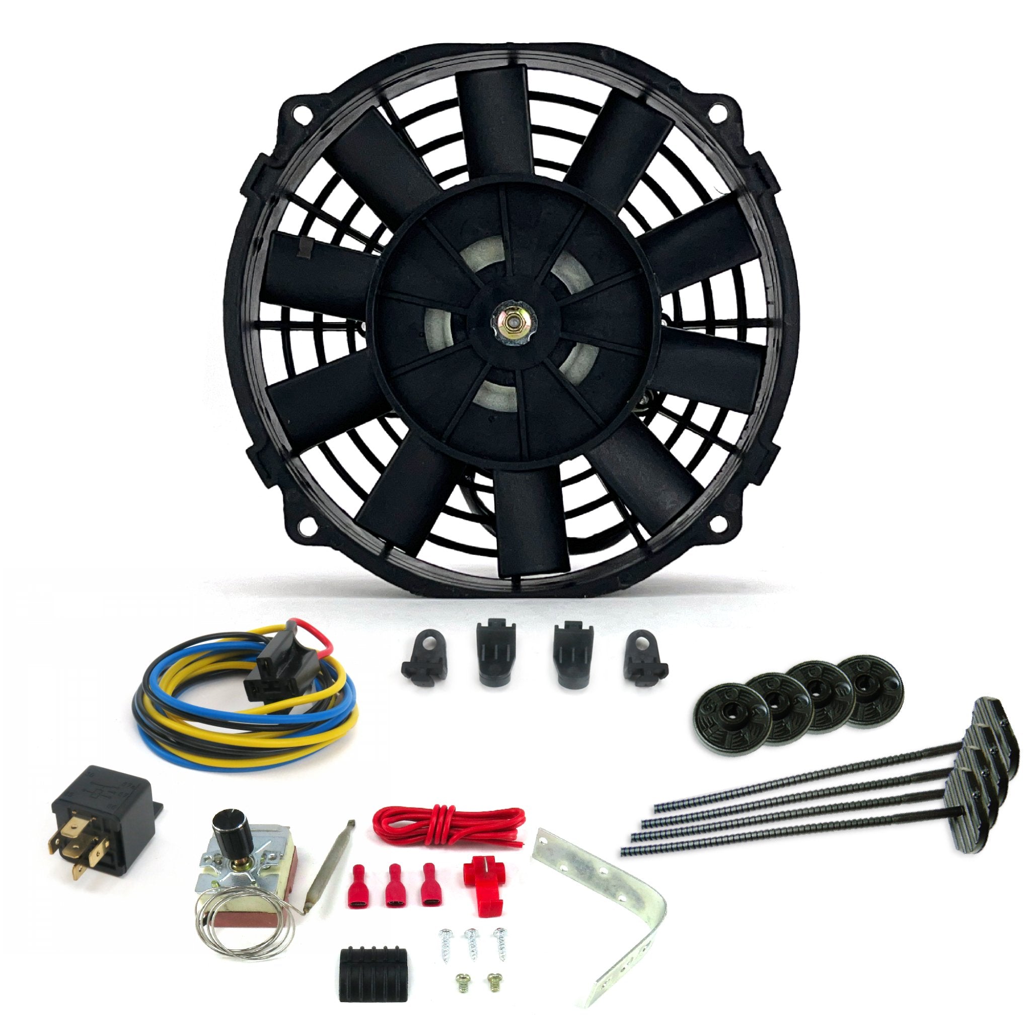 Zirgo Super Cool Pac 8" Straight Blade Fan w/ Adjustable Temp Sensor, Relay Kit