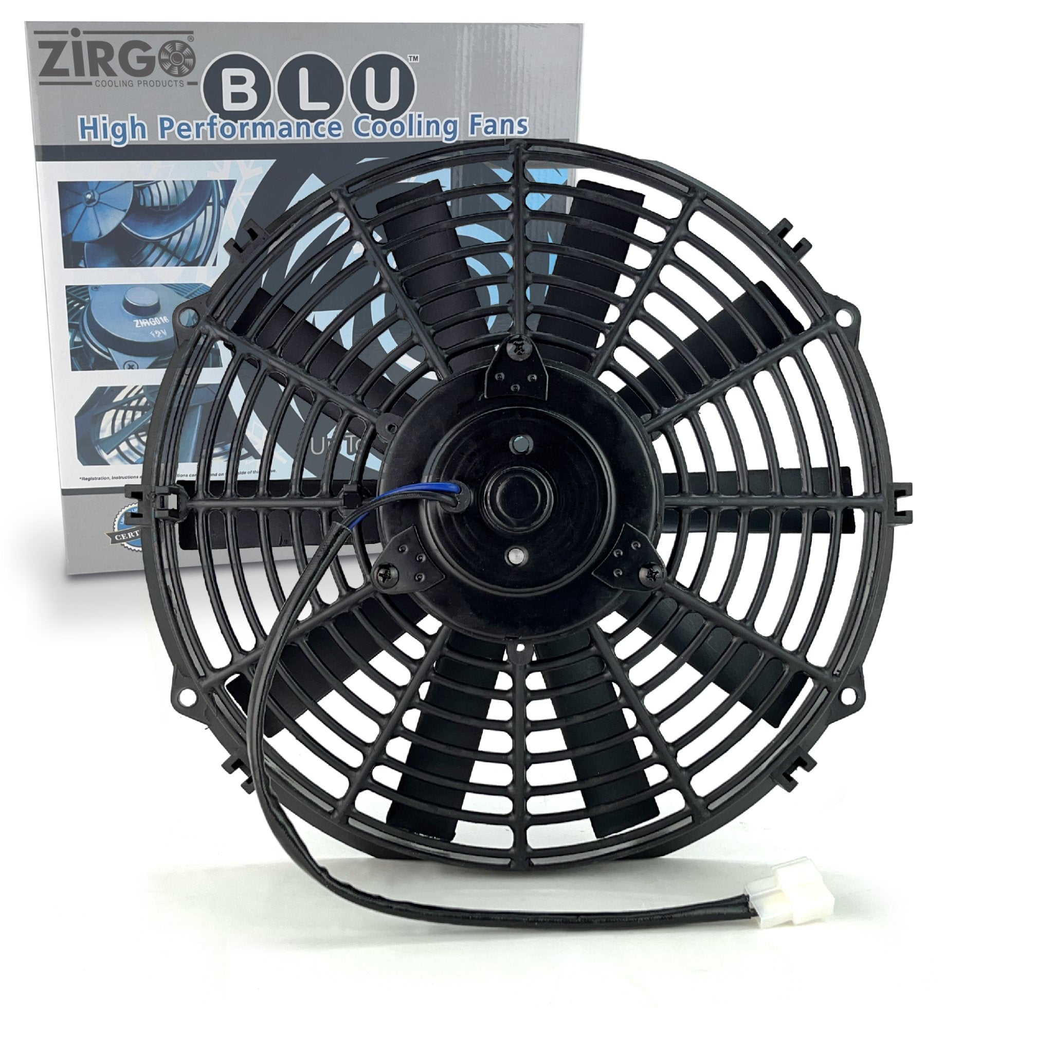 12" Zirgo 1248 fCFM High Performance Black Straight Blade Radiator Cooling Fan