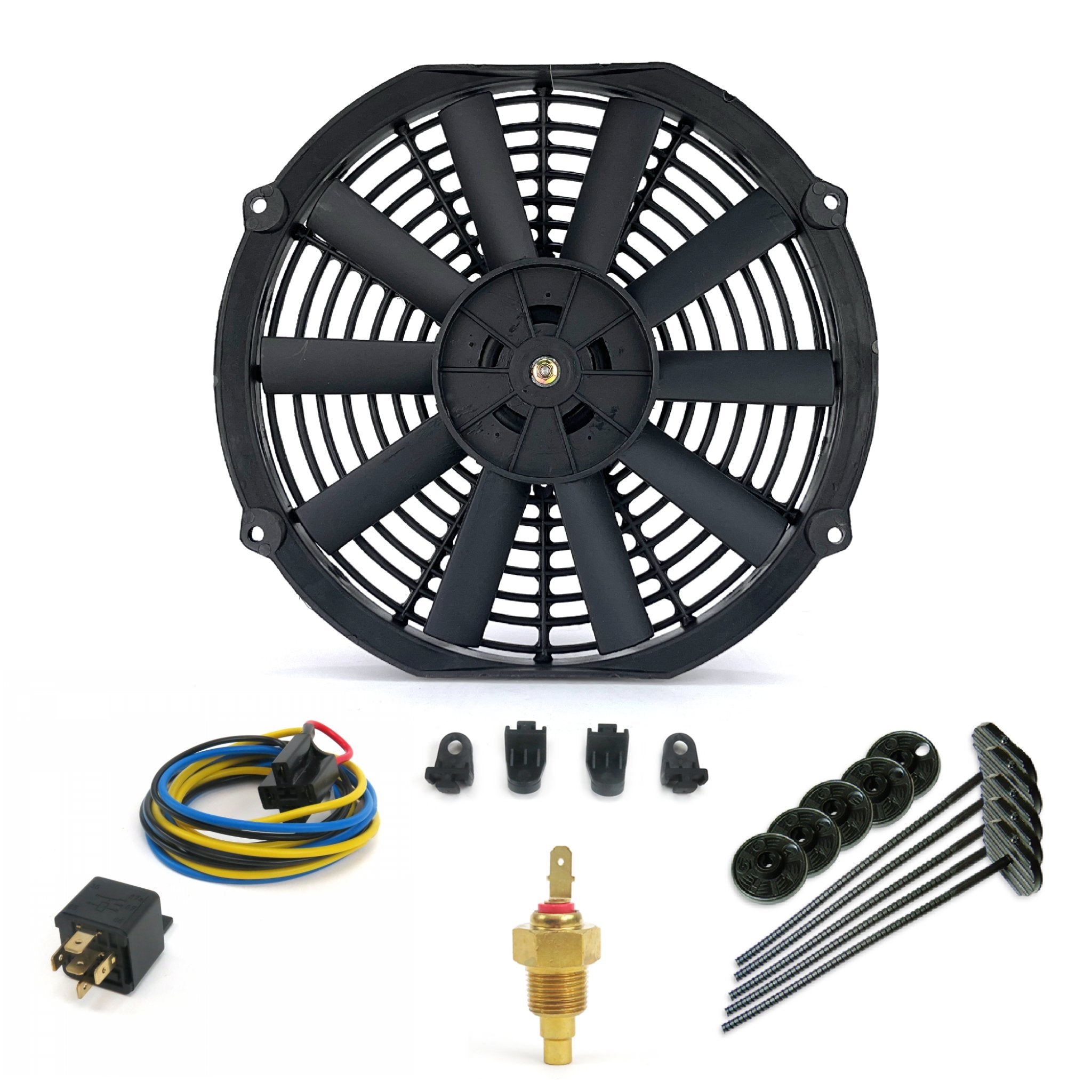 Zirgo Super Cool Pack 12" Straight Blade Fan - Complete Performance Cooling Kit