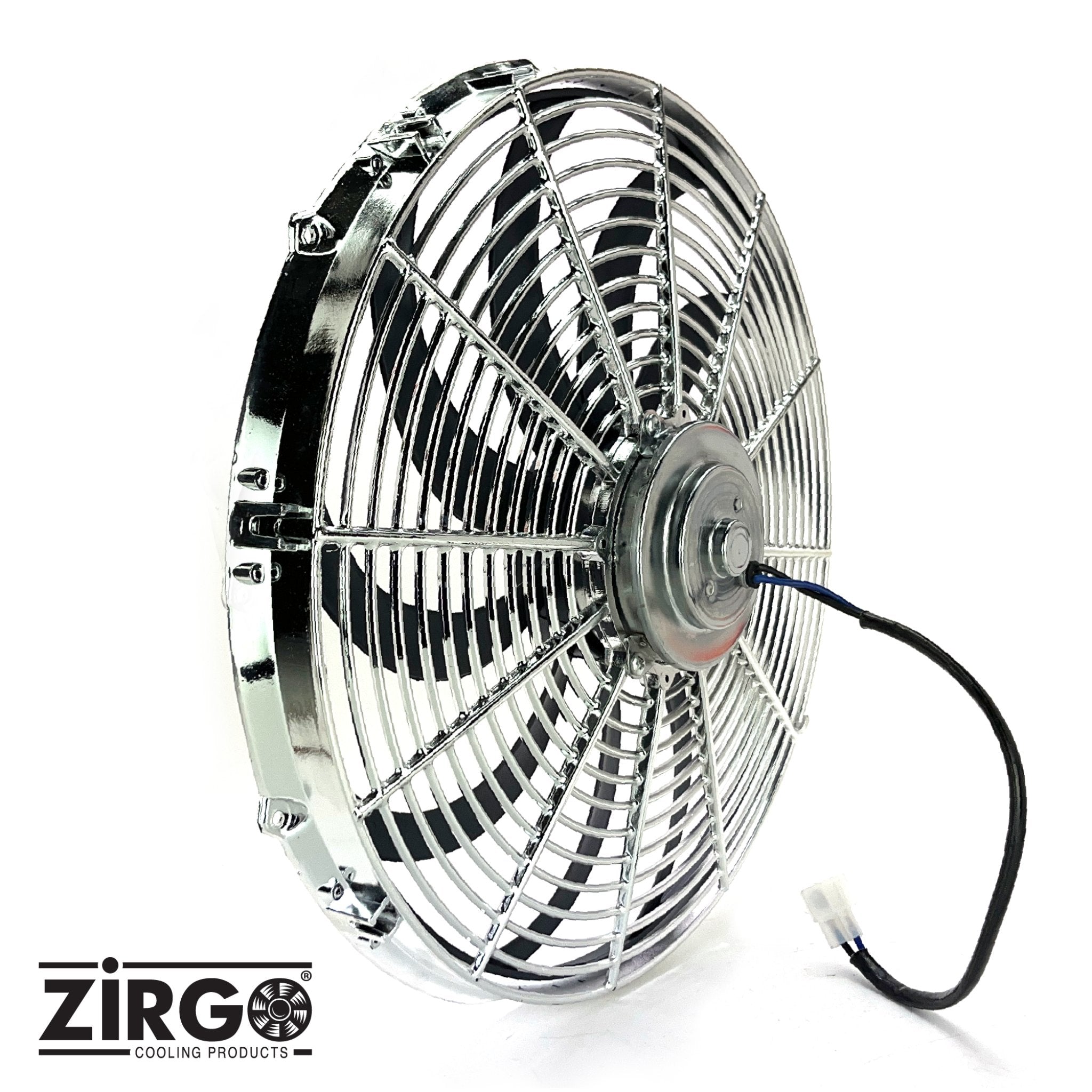 16" Chrome Zirgo 3000 fCFM High Torque S-Curved Blade Performance Cooling Fan DC