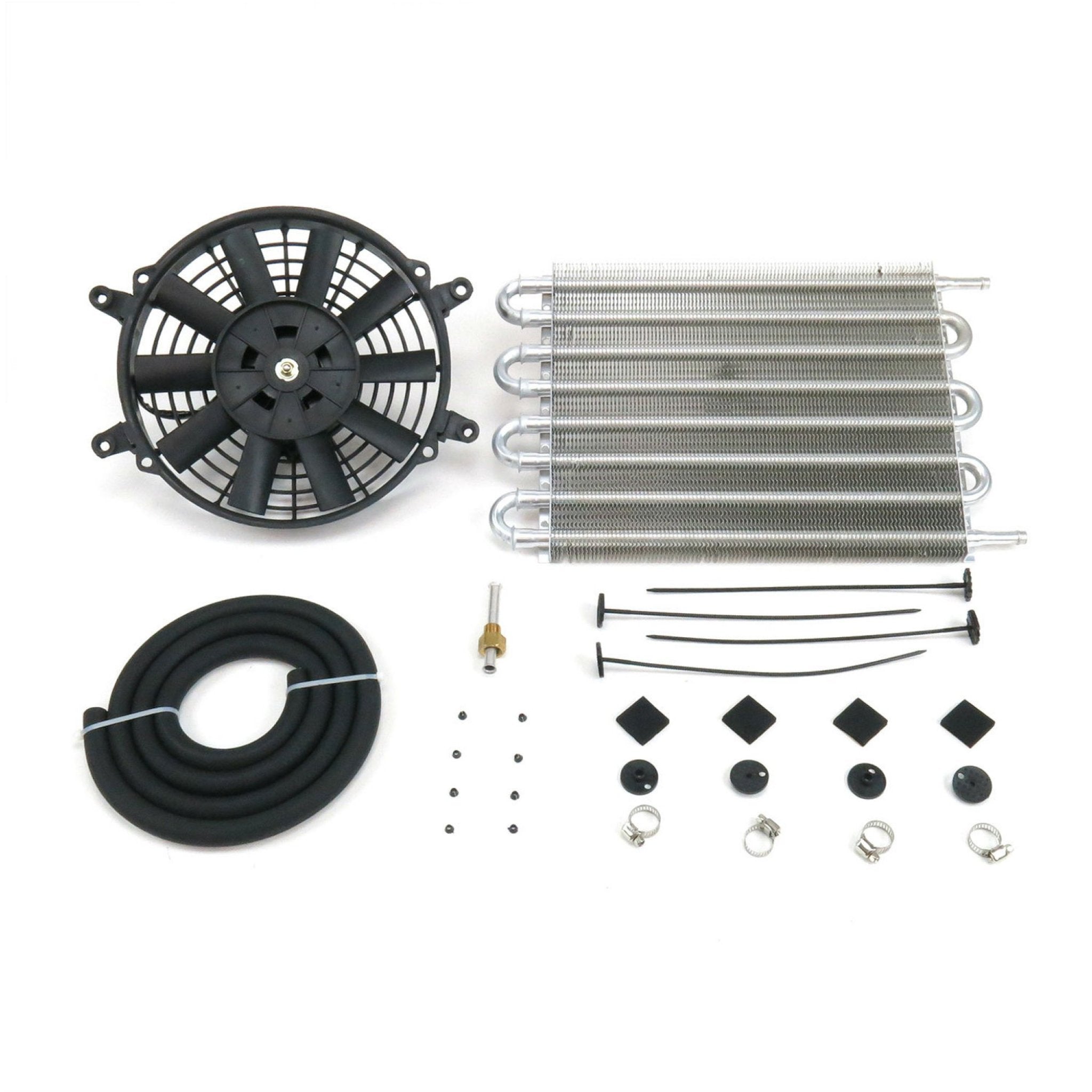 Zirgo Super Cool 15” Oil Cooler w/ 9” Flat Blade Fan Kit -Hose, Clamps, Ties 12V