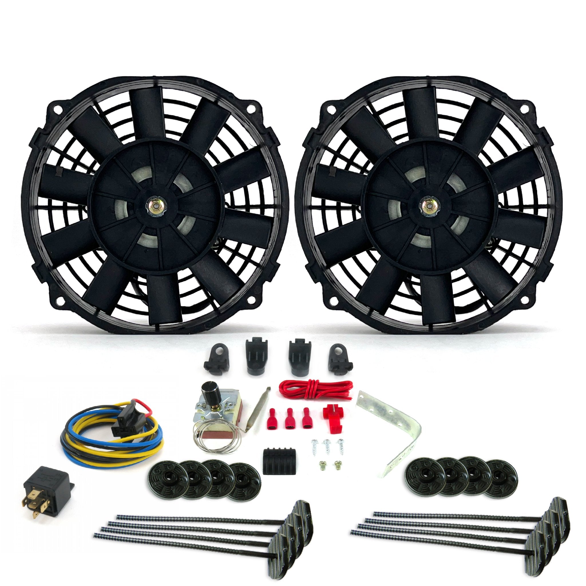 Zirgo Super Cool Pac 2 8” Performance Fans w/ Adjustable Temp Sensor, Relay Kit