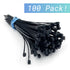 4” Black Heavy Duty Cable Zip Ties - 100 Pack Self Locking Wire Tie Wraps