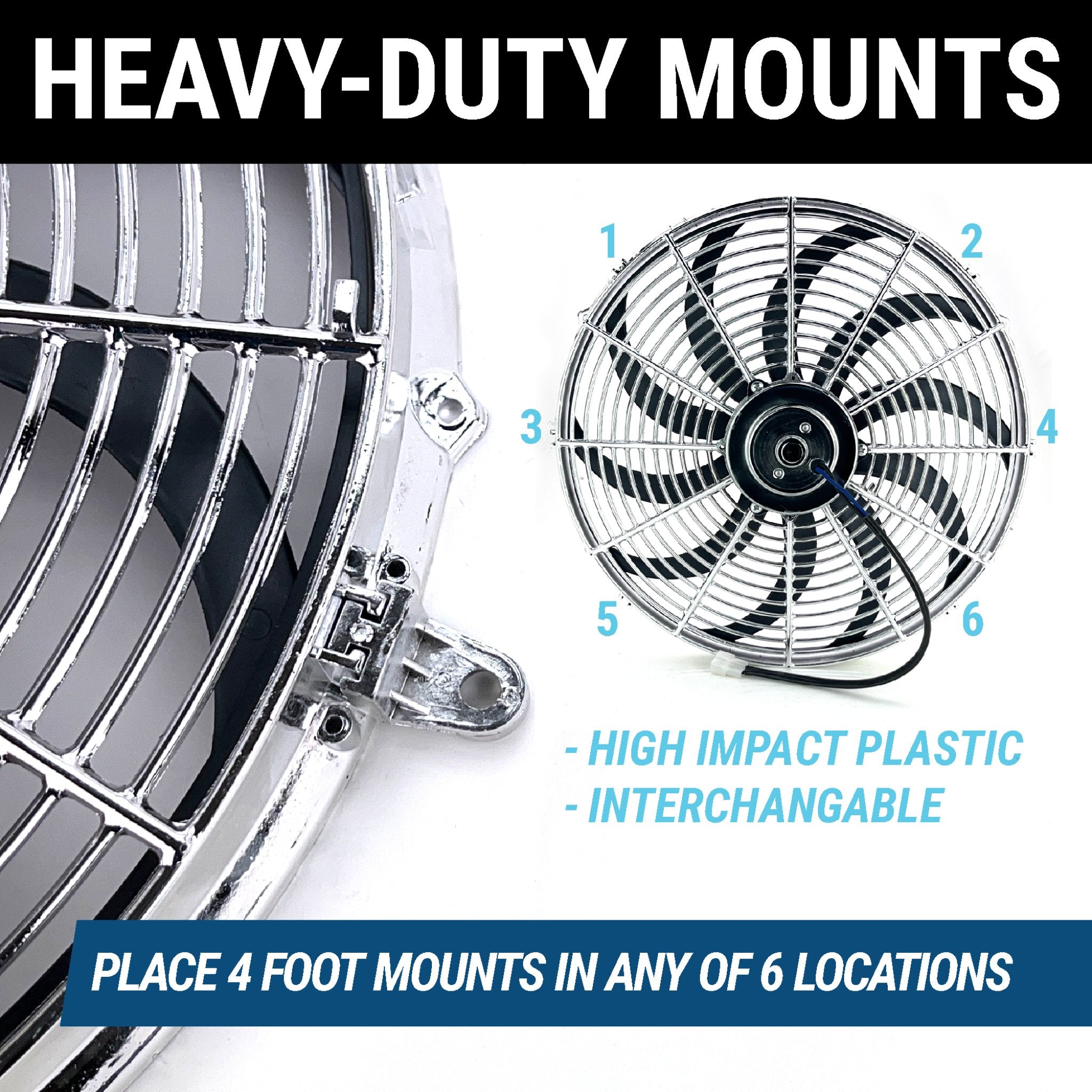 16" Chrome Zirgo 3000 fCFM High Torque S-Curved Blade Performance Cooling Fan DC